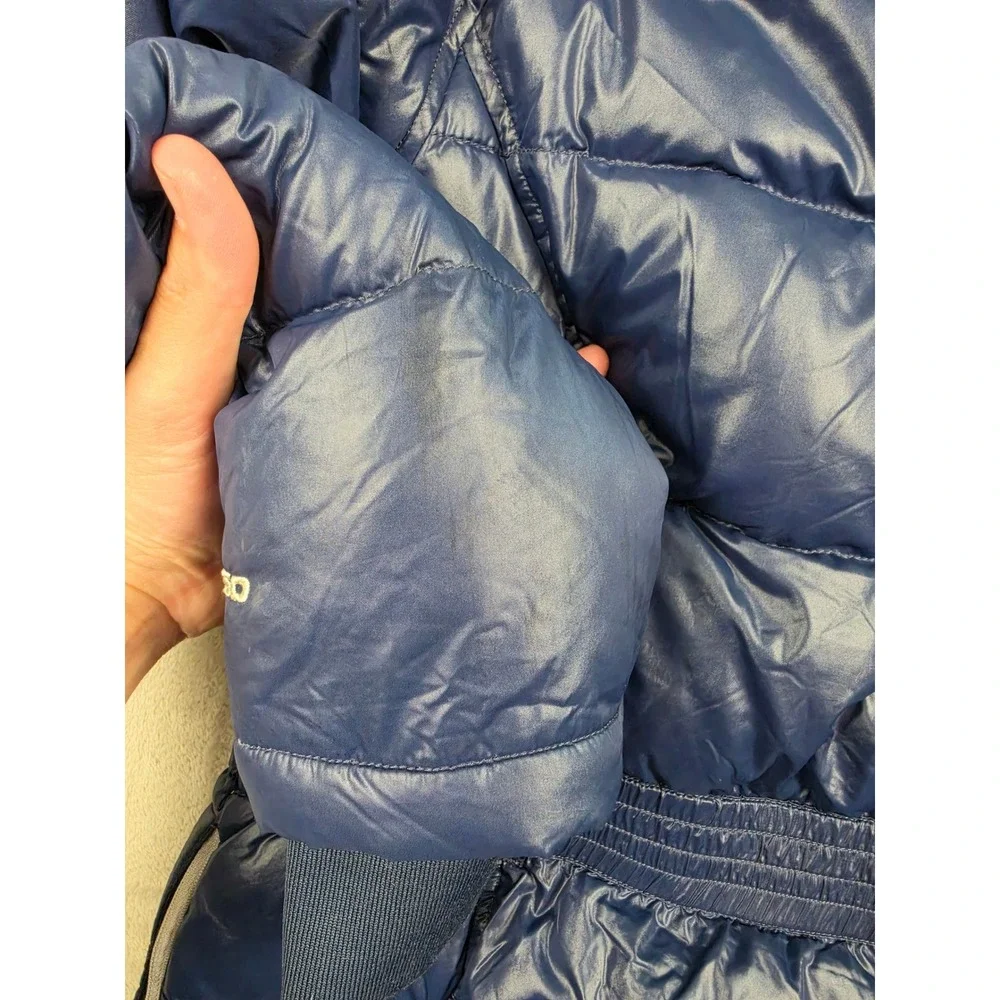 The North Face Puffer Jacket Girls‎ L 14/16 Blue Belted Goose Down 550 Hooded